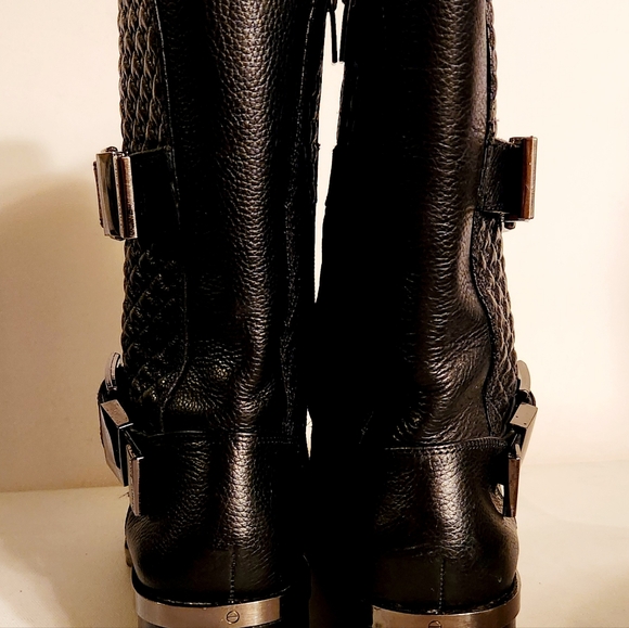 Vince camuto black leather motorcycle boots woman's size 39 - Picture 3 of 7